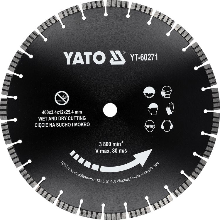 Yato YT-60271 Tarcza do przecinarki beton cegła granit mokro/sucho 400 mm
