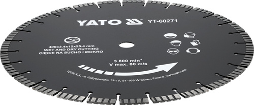 Yato YT-60271 Tarcza do przecinarki beton cegła granit mokro/sucho 400 mm