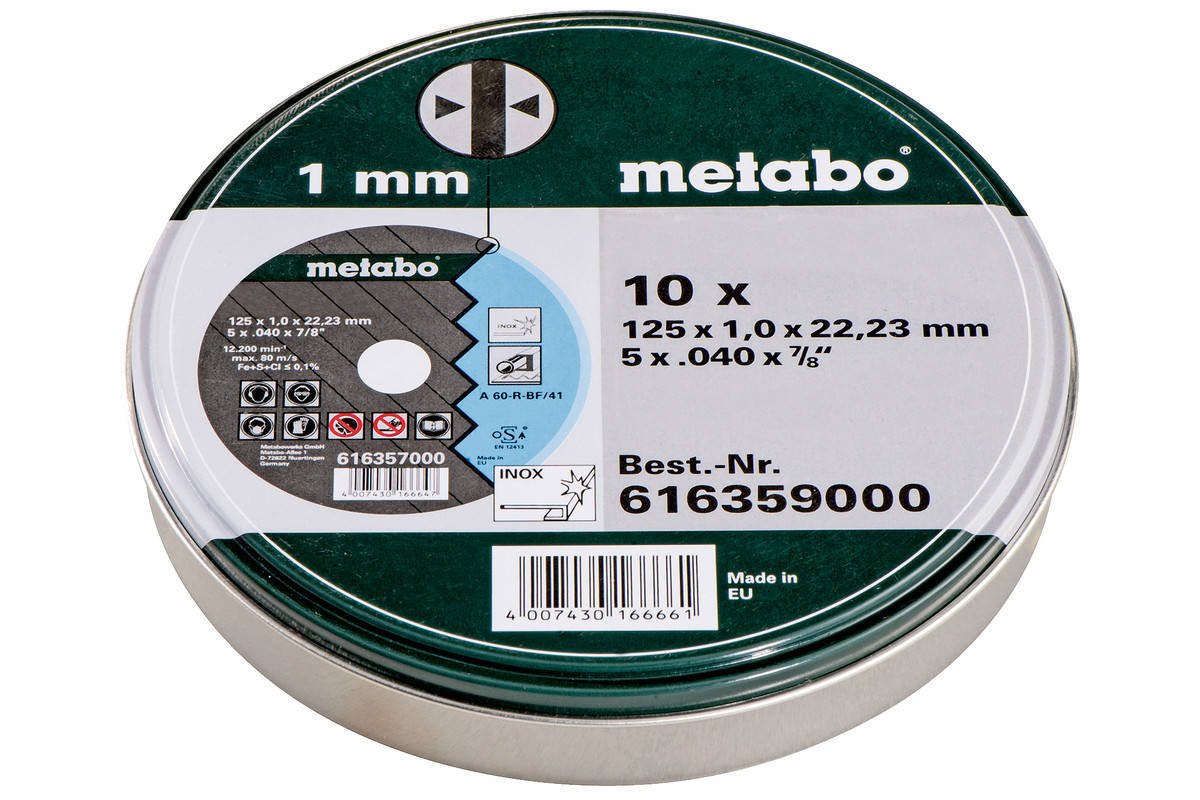 Metabo Tarcze tnące 125x1,0x22,23 10szt 616359000
